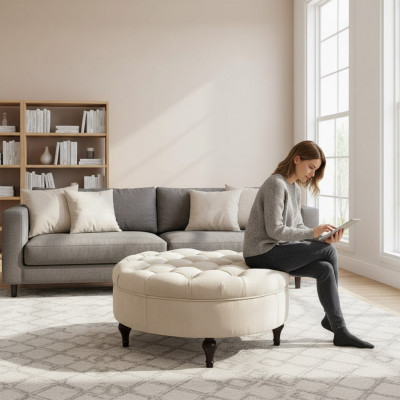 Ronnen Chesterfield gepolsterten Hocker Fousshocker Ottomane Ronn Sofa Niewendëscht Neien