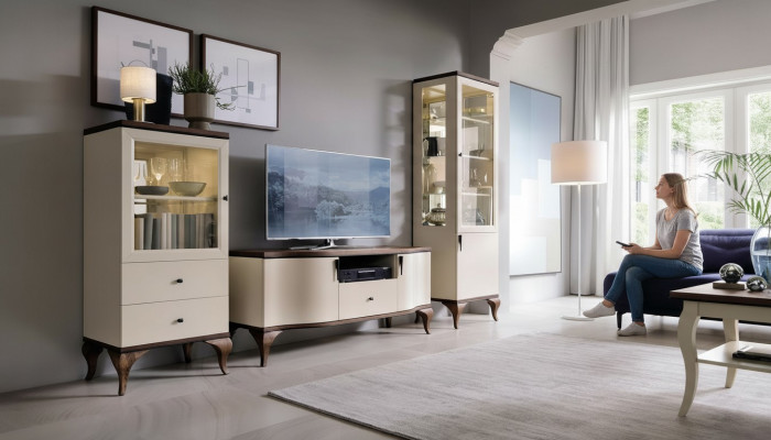 Klassesch Wunn-Deko Wand Wunnzëmmer Vitrinn Sideboard RTV Regal Maueren