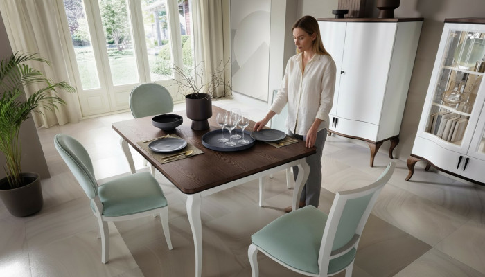 Iesszëmmer Set Iessdësch 4 x Stull Set Set Gestalt Iessgrupp Dësch Klassesch
