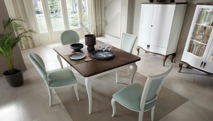 Iesszëmmer Set Iessdësch 4 x Stull Set Set Gestalt Iessgrupp Dësch Klassesch