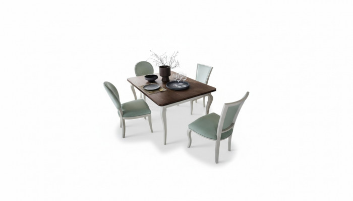 Iesszëmmer Set Iessdësch 4 x Stull Set Set Gestalt Iessgrupp Dësch Klassesch