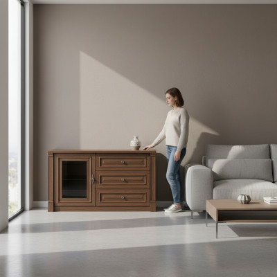 Kommoden Héich Schrëft Säit Niddereg Board Kommoden Designer Edel Luxus Schief Holz
