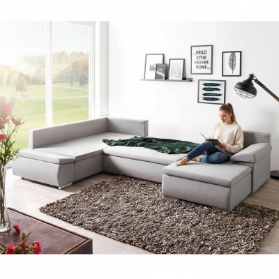 Stoff U-Form Canapé Wohnlandschaft Ecksofa Garnitur Design Modern Sofa