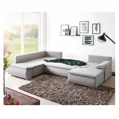 Stoff U-Form Canapé Wohnlandschaft Ecksofa Garnitur Design Modern Sofa