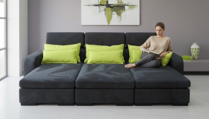 Moderm Canapé Luxus Textil Canapéen Polster 3 Plazen Canapéen Stoff Nei xxl grouss