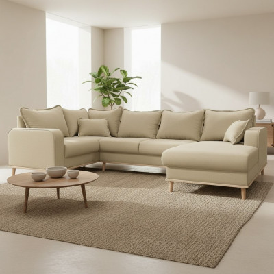 U-Form Canapé Wunnlandschaft Eckcanapé Garnitur Modern Design Canapé Textil