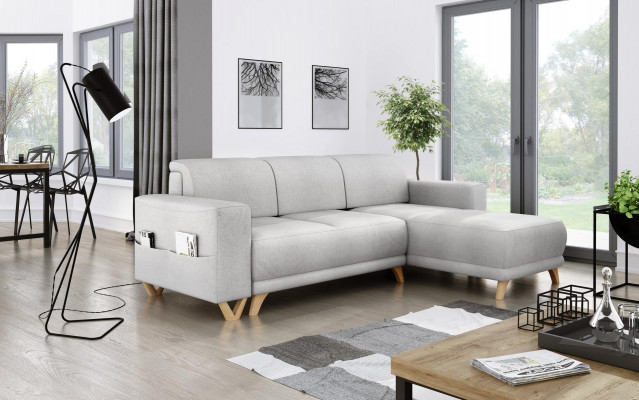 Design Eckcanapé L-Form Canapé Couch Bettfunktioun Schlofcanapé Polster Textil