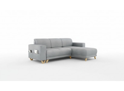 Design Eckcanapé L-Form Canapé Couch Bettfunktioun Schlofcanapé Polster Textil