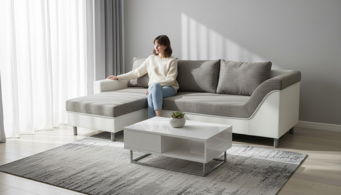 Ecksofa L-Form Ledersofa Canapé Wohnlandschaft Garnitur Design Modern Ecksofa