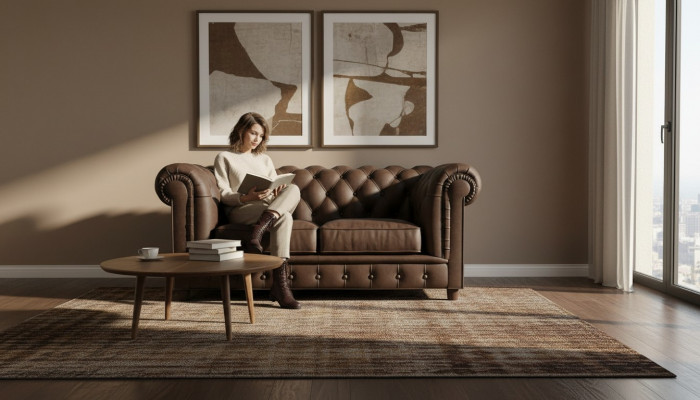 Chesterfield Canapé 2 Sëtzer Polster Sëtz Textil Stoff Canapéen Lieder Sofen Sofa