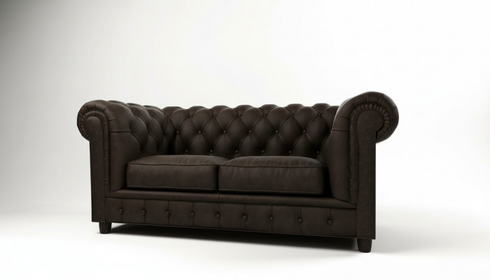 Chesterfield Canapé 2 Sëtzer Polster Sëtz Textil Stoff Canapéen Lieder Sofen Sofa