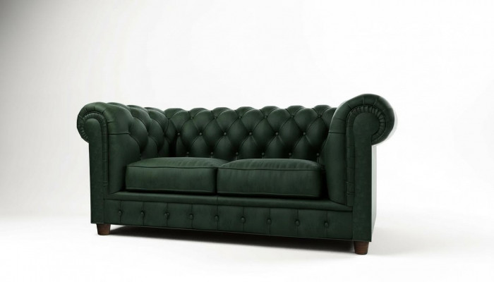 Chesterfield Luxus 2 Sëtzer Couch Polstersofa Stoff Couchen Garnitur Nei