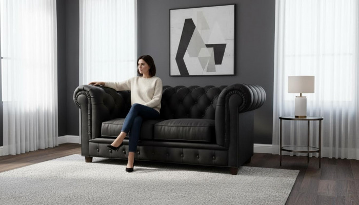 Design Chesterfield Sofa 2-Sëtz Couch gepolstert Lieder Sofas Wunnzëmmer