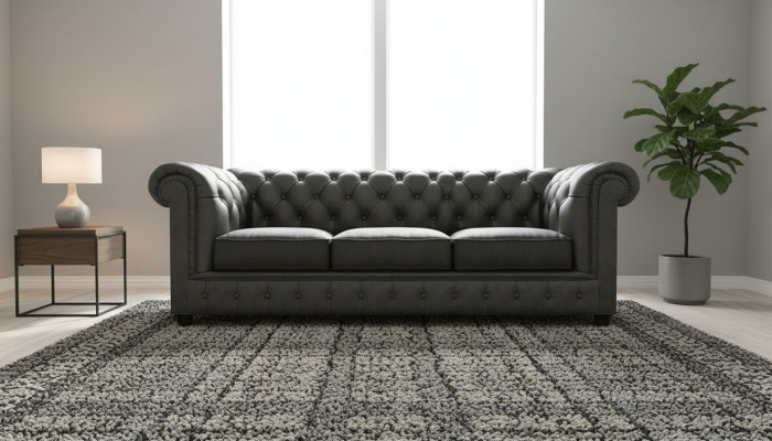 Dräisëtzer Chesterfield 3 Sëtzer Sofa Polster Couch Sitz Garnitur 3er Couchen