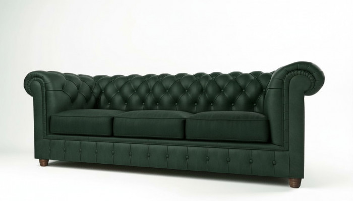 Chesterfield Canapé Sofa Polster 3 Sëtzer Canapéen Sëtz Garnitur Sofanen Gréng