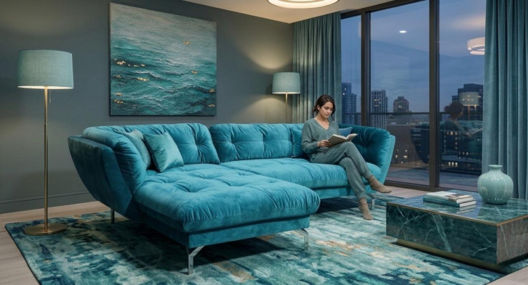 Ecksofa L-Form Sofa Couch Design Couchen Polster Stoff Nei Eck Garnitur