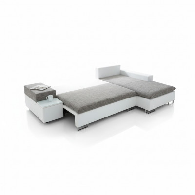 Schlofsofa Design Ecksofa L-Form Bettfunktioun Textil Canapé Sofaen Stoff