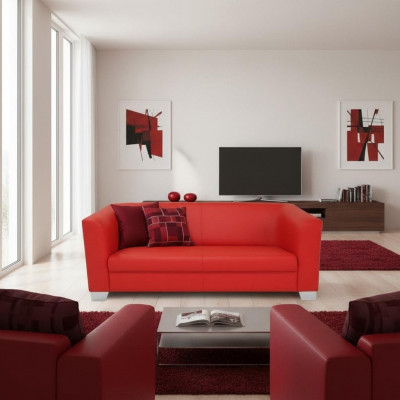 Sofa 3 Sëtzer Design Sofaen Polster Couchen Relax Lieder Modern Dräi-Sëtzer Nei