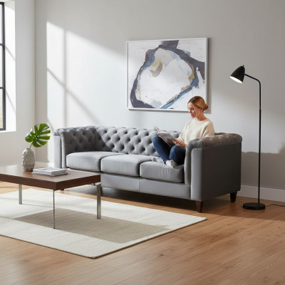 Designer-Sofa 3-Sëtzer Chesterfield Couch Polstersofas Couchen Dräisëtzer-Sëtz