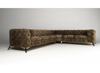 Samt Eckcanapé Chesterfield Canapé Polstersëtzt Grupp Couch Wunnlandschaft