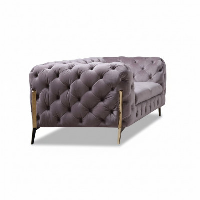 Design Chesterfield Canapé 2-Sétzer Couch Polster Textil Canapéen Samt Neit Zweesëtzer