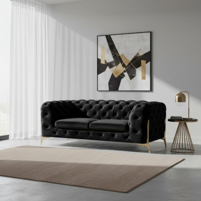 Design Chesterfield Sofa 2-Sëtzer Couch Samtpolster Textil Sofas Zweisëtzer Nei