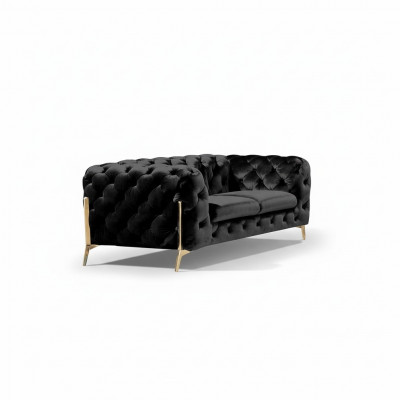 Design Chesterfield Sofa 2-Sëtzer Couch Samtpolster Textil Sofas Zweisëtzer Nei
