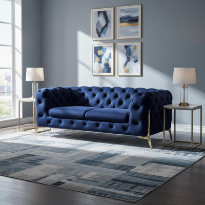 Luxus 2 Sëtzer Canapé Polster Sofa Lieder Stoff Canapéë Chesterfield Garnitur Nei