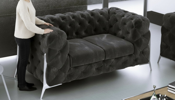 Chesterfield Canapé 2 Sëtzer Polster Sëtz Stoff Textil Canapéë Lieder Sofaen Canapé