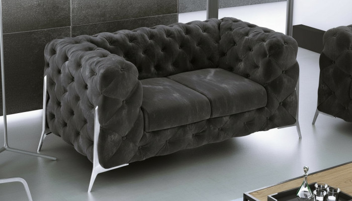 Chesterfield Canapé 2 Sëtzer Polster Sëtz Stoff Textil Canapéë Lieder Sofaen Canapé