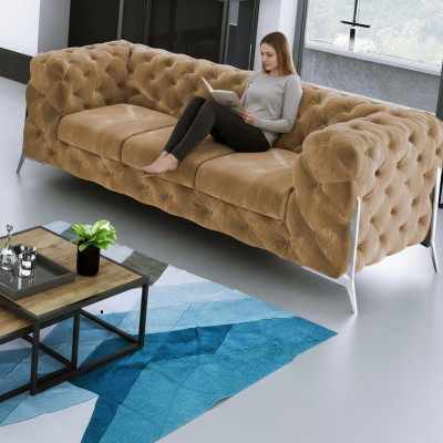 Chesterfield Dräisëtzer Gemittlechen Designer Wunnzëmmer 3 Sëtzer Couch