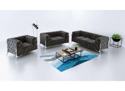 Designer Chesterfield Canapé Set Sofa Couch Polster Set 321 Sëtzer Samt Set