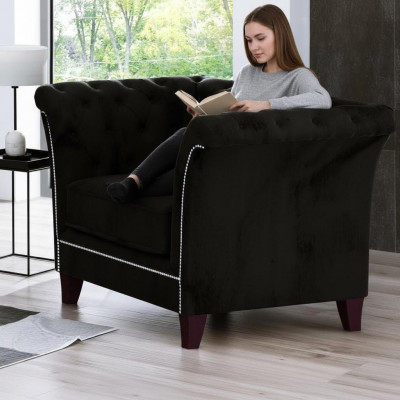 Chesterfield Fauteuil Canapé Polster 1 Sëtz Samt Design Canapéen Deko Sofaen