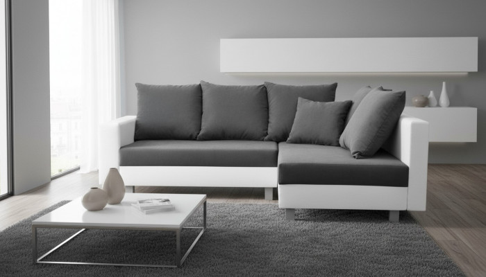Wunnlandschaft Eckcanapé L-Form Canapé Design Couch Stoff Lieder Fousshocker