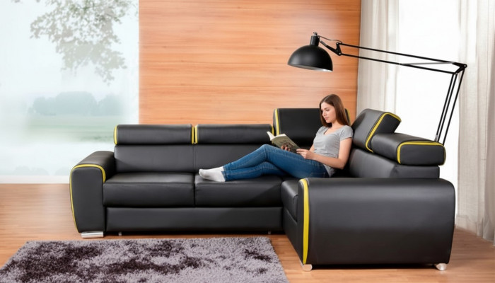 Design Ecksofa L-Form Schloffunktion Couch Lieder Textil Sofas Couchen