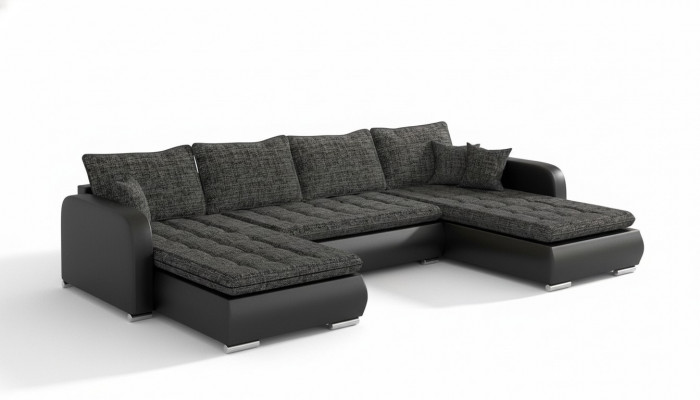 Design Ecksofa U-Form Bettfunktioun Couch Lieder Textil Sofa Neit Wunnlandschaft