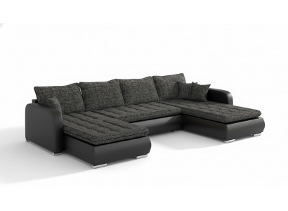 Design Ecksofa U-Form Bettfunktioun Couch Lieder Textil Sofa Neit Wunnlandschaft