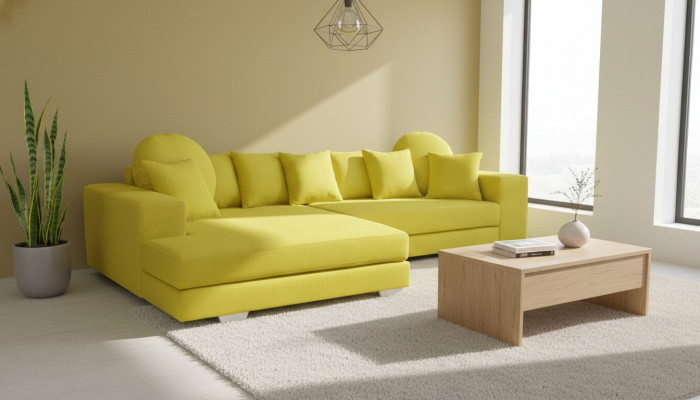 Gelbe Ecksofa Eckcouch Eckgarnitur Polster Sofa Couchen Sofas Wohnlandschaft