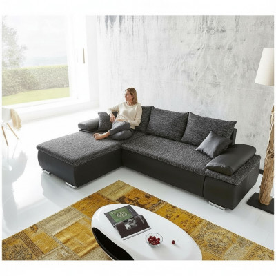 Ecksofa L-Form Sofa Canapé Design Schloofcanapé Polster Bettfunktioun Textil