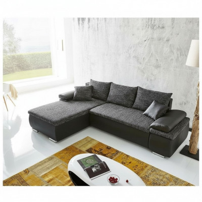 Ecksofa L-Form Sofa Canapé Design Schloofcanapé Polster Bettfunktioun Textil