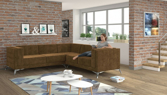 Design Ecksofa Sofa L-Form Couch Polster Klassesch Couchen Eck-Sofas Brong Nei
