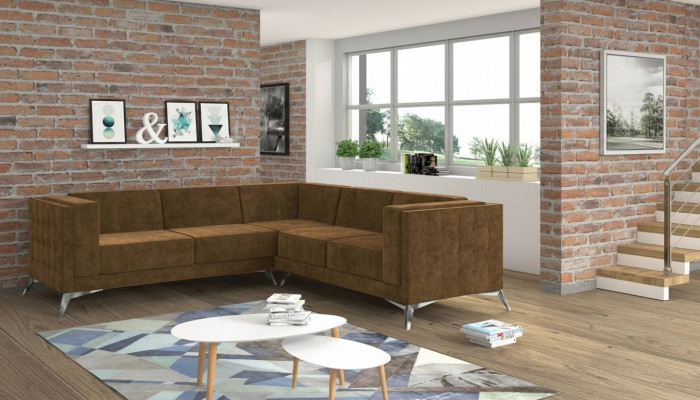 Design Ecksofa Sofa L-Form Couch Polster Klassesch Couchen Eck-Sofas Brong Nei