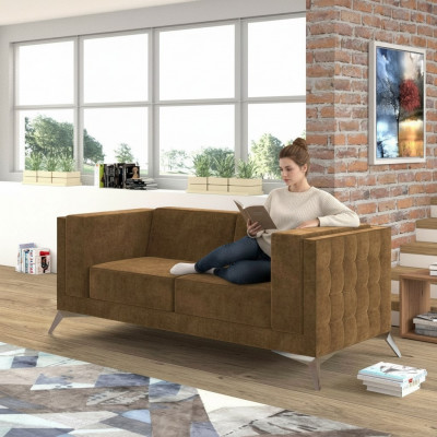 Chesterfield Polster Canapé Stoff Canapéen Sofa Sëtz Garnitur Zweesëtzer 2 Sëtzer