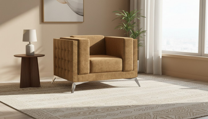 Chesterfield Sessel Fernseecouch 1-Sëtzer Sofa Stoff Couchen Polster Textil