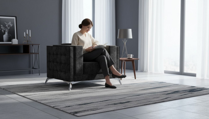 Chesterfield Fauteuil Canapé 1 Sëtz Sofa Textil Stoff Canapéen Polster Nei