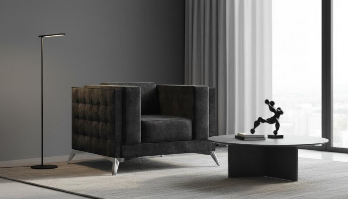 Chesterfield Fauteuil Canapé 1 Sëtz Sofa Textil Stoff Canapéen Polster Nei