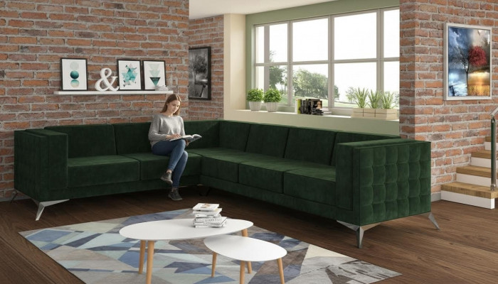 Stoff L-Form Canapé Wunnlandschaft Ecksofa Garnitur Design Modern Sofa Modern Nei