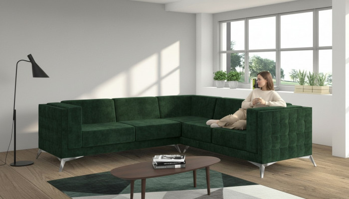 Sofa L-Form Chesterfield Couch Wunnlandschaft Garnitur Design Klassesch