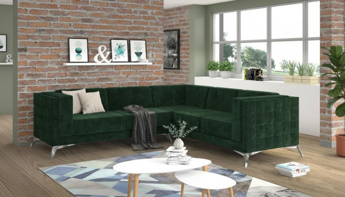 Sofa L-Form Chesterfield Couch Wunnlandschaft Garnitur Design Klassesch