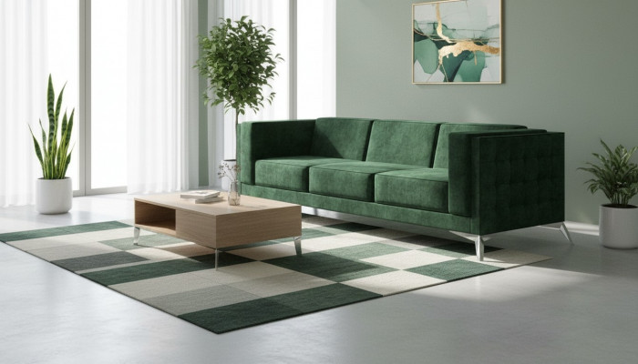 Dräisëtzer 3-Sëtzer Canapé Polstersofa Textilstoff Chesterfield Canapé Garnitur